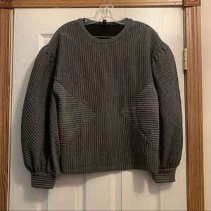Express ottoman stitch long sleeve grey pullover sweater